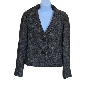 Tweed Button-Up Jacket wool blend Black White Textured classic Workwear capsule